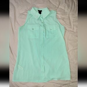 Ann Taylor Light Green Sleeveless Blouse